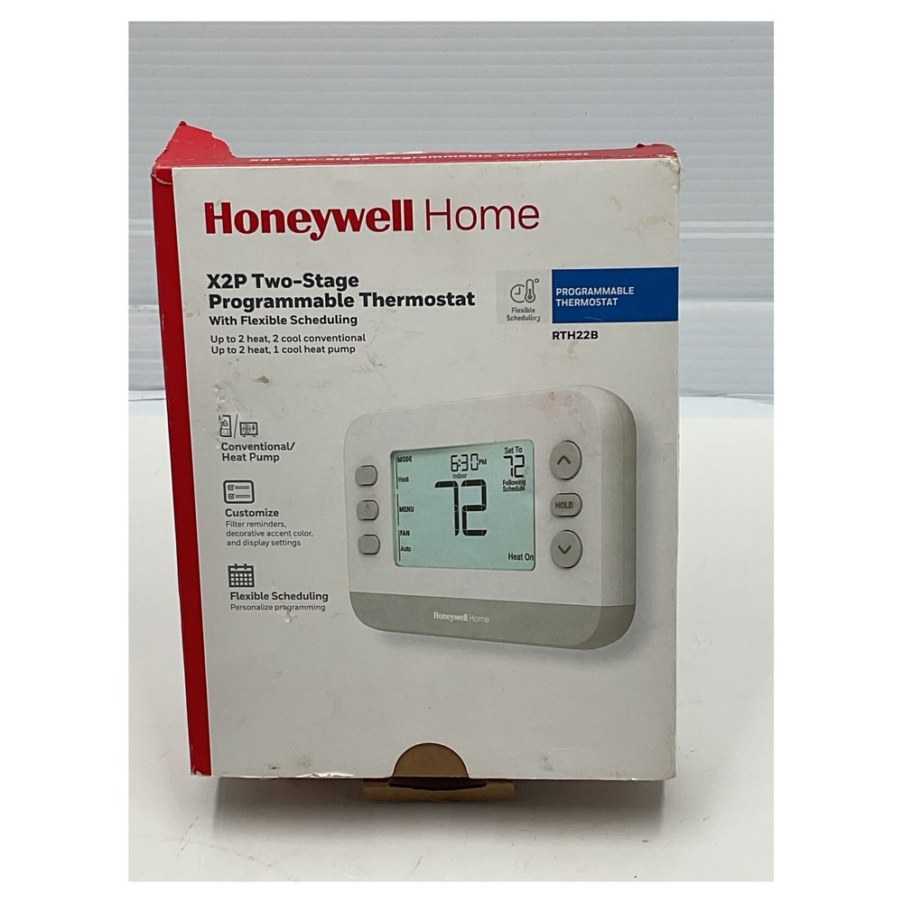 Honeywell Home X2P 2-Stage‎ Programmable Thermostat RTH22B White New